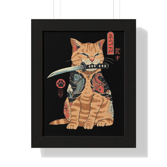 Framed Vertical Poster cat ninja